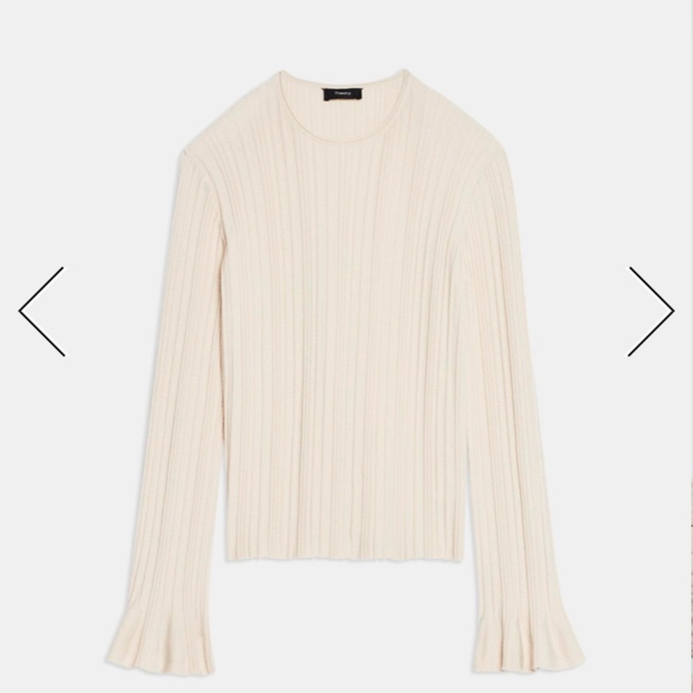 NWT Theory Linear Knit Top in Stretch Wool Blend